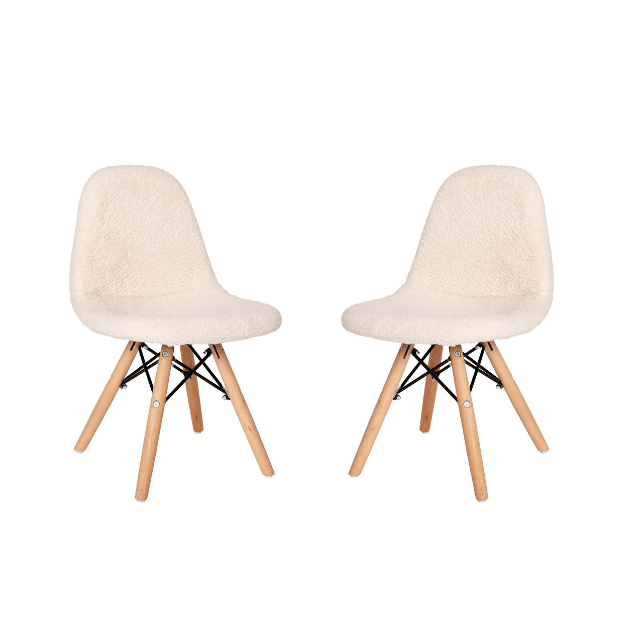 Merrick Lane Set of 2 Children's Lyon Faux Shearling Accent Chairs, Modern Accent Chair For Bedroom, Entryway, and Living Room